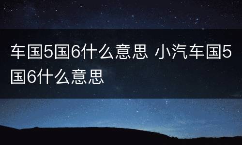 车国5国6什么意思 小汽车国5国6什么意思