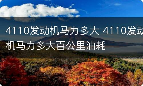 4110发动机马力多大 4110发动机马力多大百公里油耗