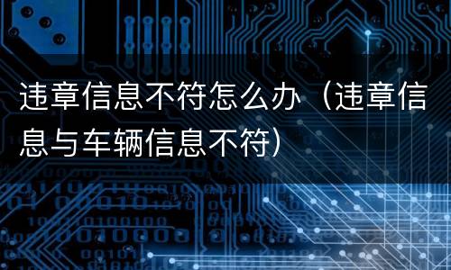 违章信息不符怎么办（违章信息与车辆信息不符）