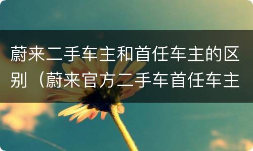 蔚来二手车主和首任车主的区别（蔚来官方二手车首任车主）
