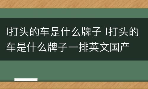 l打头的车是什么牌子 l打头的车是什么牌子一排英文国产