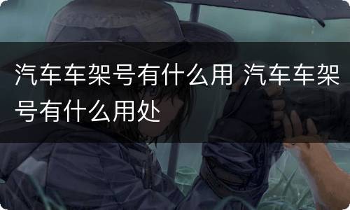 汽车车架号有什么用 汽车车架号有什么用处