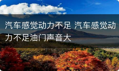 汽车感觉动力不足 汽车感觉动力不足油门声音大