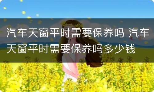 汽车天窗平时需要保养吗 汽车天窗平时需要保养吗多少钱