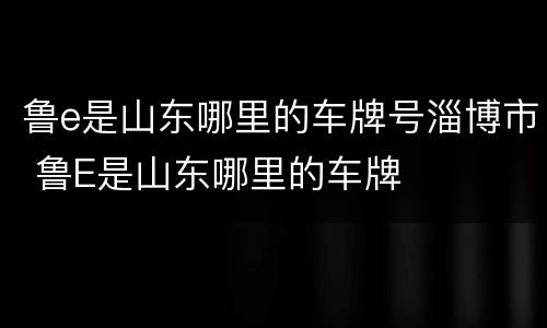 鲁e是山东哪里的车牌号淄博市 鲁E是山东哪里的车牌