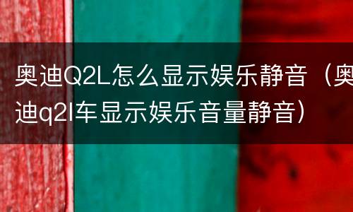 奥迪Q2L怎么显示娱乐静音（奥迪q2l车显示娱乐音量静音）