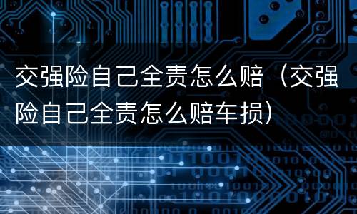 交强险自己全责怎么赔（交强险自己全责怎么赔车损）