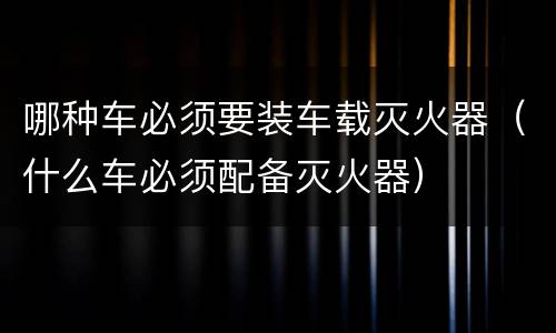 哪种车必须要装车载灭火器（什么车必须配备灭火器）