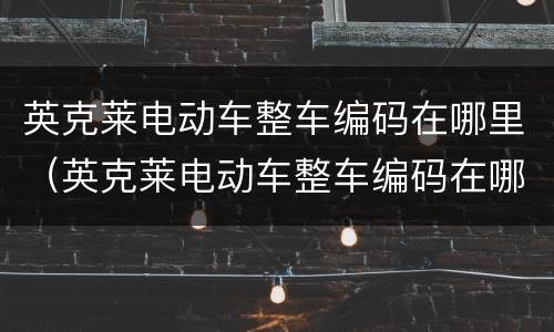 英克莱电动车整车编码在哪里（英克莱电动车整车编码在哪里查）