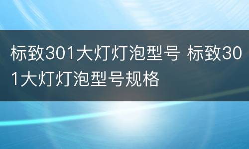 标致301大灯灯泡型号 标致301大灯灯泡型号规格