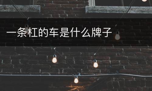 一条杠的车是什么牌子