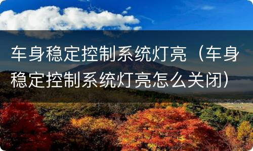 车身稳定控制系统灯亮（车身稳定控制系统灯亮怎么关闭）