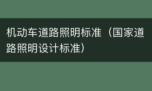 机动车道路照明标准（国家道路照明设计标准）