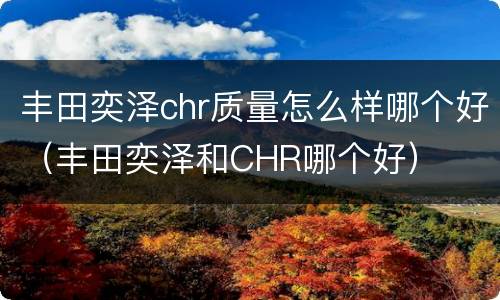 丰田奕泽chr质量怎么样哪个好（丰田奕泽和CHR哪个好）