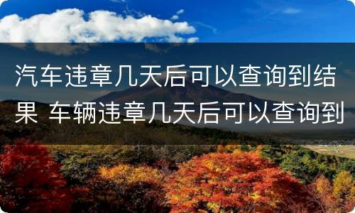 汽车违章几天后可以查询到结果 车辆违章几天后可以查询到