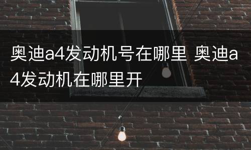 奥迪a4发动机号在哪里 奥迪a4发动机在哪里开
