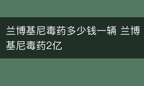 兰博基尼毒药多少钱一辆 兰博基尼毒药2亿