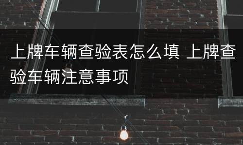 上牌车辆查验表怎么填 上牌查验车辆注意事项