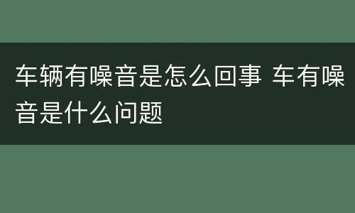 车辆有噪音是怎么回事 车有噪音是什么问题