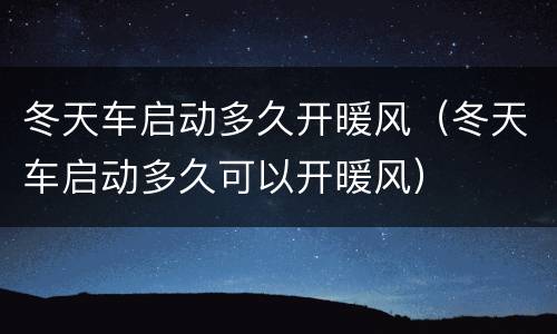 冬天车启动多久开暖风（冬天车启动多久可以开暖风）