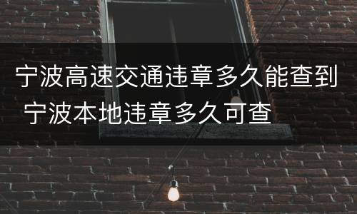 宁波高速交通违章多久能查到 宁波本地违章多久可查