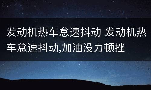 发动机热车怠速抖动 发动机热车怠速抖动,加油没力顿挫