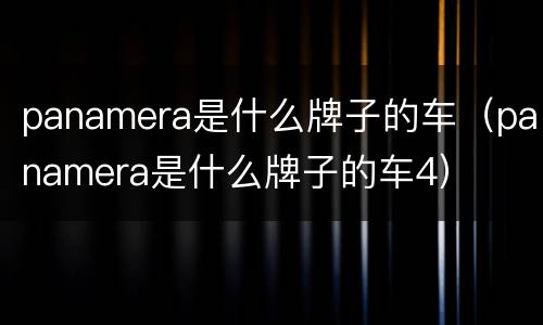 panamera是什么牌子的车（panamera是什么牌子的车4）