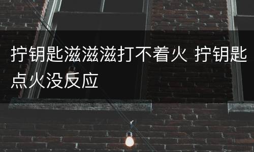 拧钥匙滋滋滋打不着火 拧钥匙点火没反应