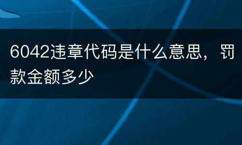 6042违章代码是什么意思，罚款金额多少