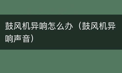 鼓风机异响怎么办（鼓风机异响声音）