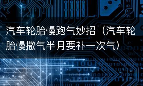 汽车轮胎慢跑气妙招（汽车轮胎慢撒气半月要补一次气）