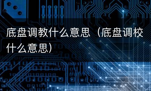 底盘调教什么意思（底盘调校什么意思）