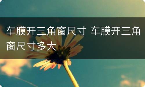 车膜开三角窗尺寸 车膜开三角窗尺寸多大