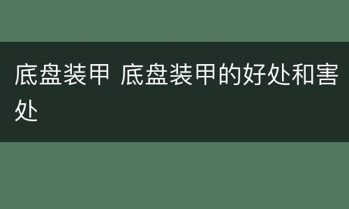 底盘装甲 底盘装甲的好处和害处