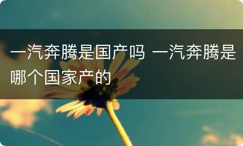 一汽奔腾是国产吗 一汽奔腾是哪个国家产的