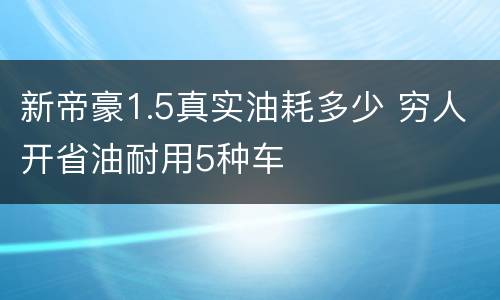 新帝豪1.5真实油耗多少 穷人开省油耐用5种车