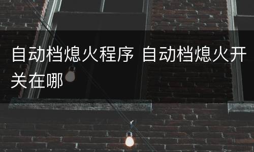 自动档熄火程序 自动档熄火开关在哪