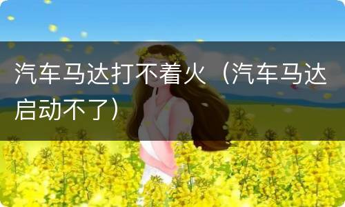 汽车马达打不着火（汽车马达启动不了）