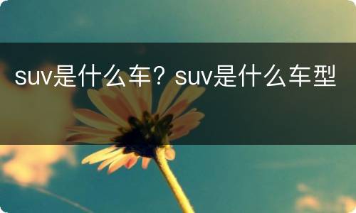 suv是什么车? suv是什么车型