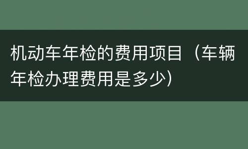 机动车年检的费用项目（车辆年检办理费用是多少）