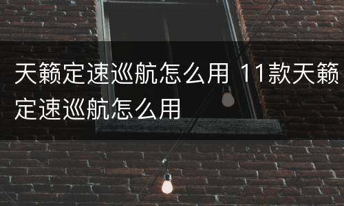 天籁定速巡航怎么用 11款天籁定速巡航怎么用