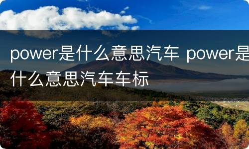 power是什么意思汽车 power是什么意思汽车车标
