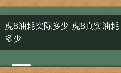 虎8油耗实际多少 虎8真实油耗多少