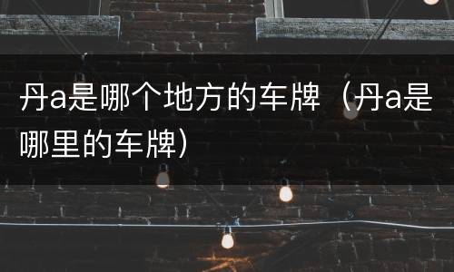 丹a是哪个地方的车牌（丹a是哪里的车牌）