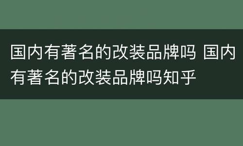 国内有著名的改装品牌吗 国内有著名的改装品牌吗知乎
