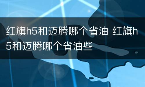 红旗h5和迈腾哪个省油 红旗h5和迈腾哪个省油些