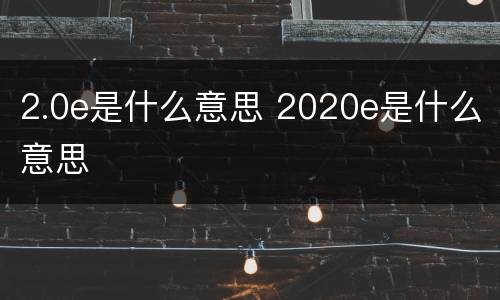 2.0e是什么意思 2020e是什么意思