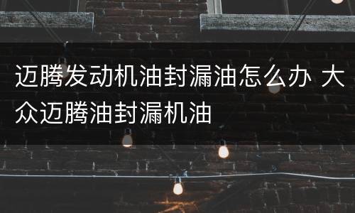 迈腾发动机油封漏油怎么办 大众迈腾油封漏机油