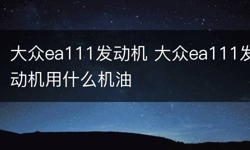 大众ea111发动机 大众ea111发动机用什么机油