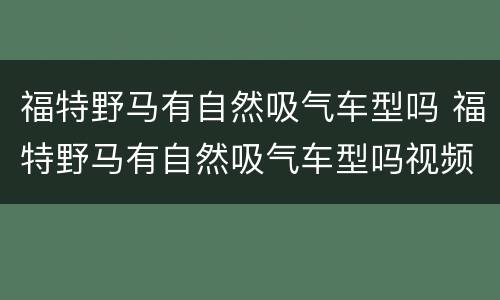 福特野马有自然吸气车型吗 福特野马有自然吸气车型吗视频